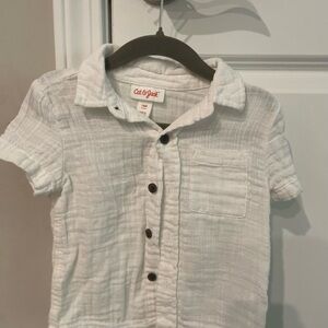 Cat & Jack Textured White Button Down Shirt